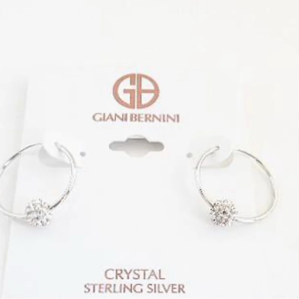 Giani Bernini Silver Hoop Heart Earrings
